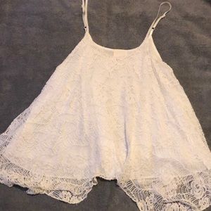 White lace loose fitting tank top